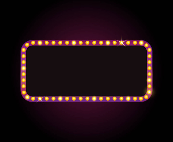 Brightly vector theater glowing retro cinema neon sign - Vektör, Görsel