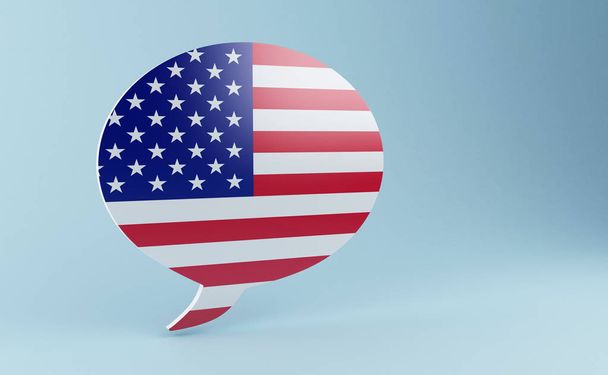 3d Bubble speech with united states flags - Foto, imagen