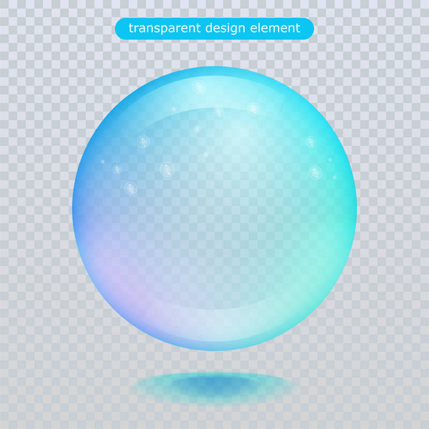 Gota de agua aislada sobre fondo transparente. Burbuja de agua o bola de superficie de vidrio para su diseño
. - Vector, imagen