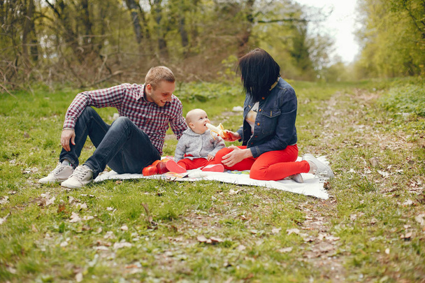 Family in a spring park - Фото, зображення