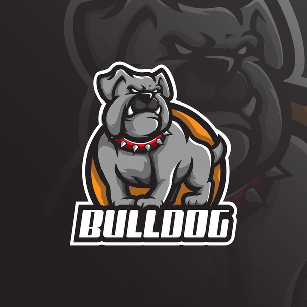 Bulldog maskot logo tasarlamak vektör modern illüstrasyon conce ile - Vektör, Görsel