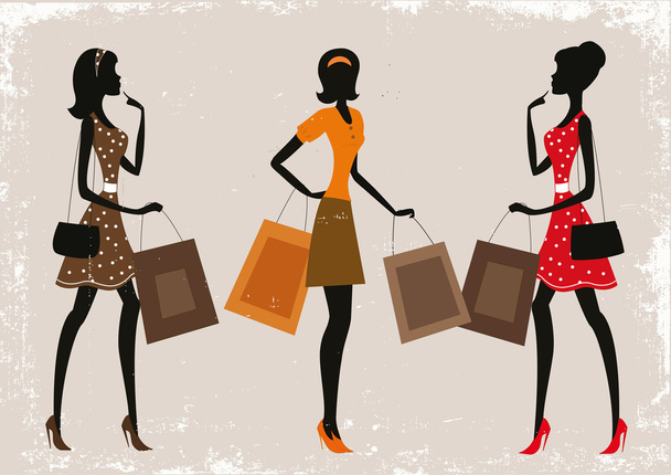 Women shopping - Vektör, Görsel