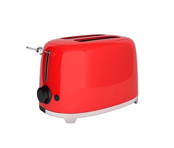 Red retro toaster without shadow on white background 3d - Zdjęcie, obraz