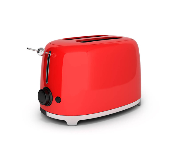 Red retro toaster isolated on white background 3d - Valokuva, kuva