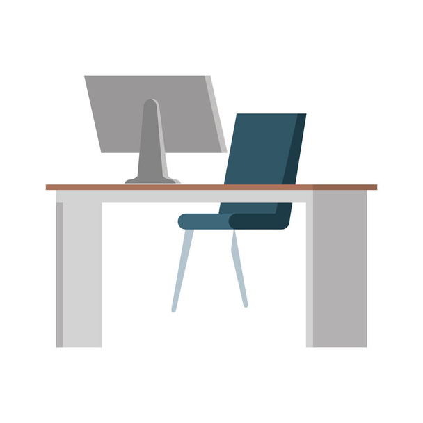 office desk with desktop workplace scene - Vector, Image