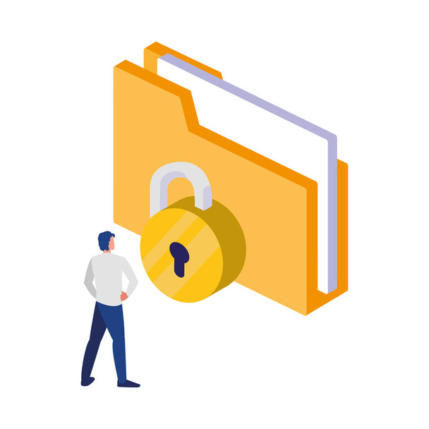 folder documents with padlock - Vector, Image