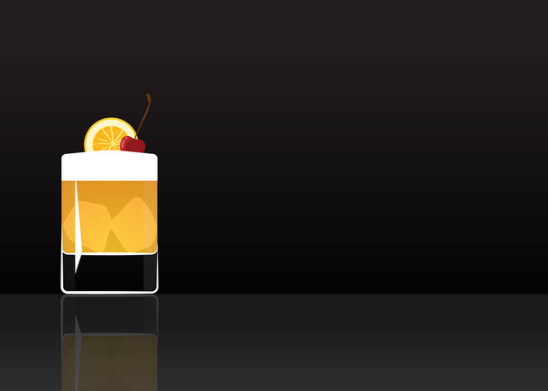 Official cocktail icon, The Unforgettable Whiskey sour - Vektor, Bild