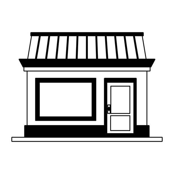 Siyah-beyaz bina mağaza dükkan - Vektör, Görsel