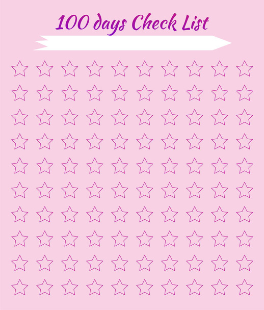 Check list. Stars for marks. Pink background. Scheduler. Tracker Habits - Vector, Image