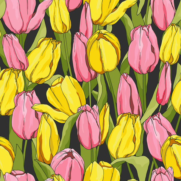 seamless pattern with tulips - Διάνυσμα, εικόνα