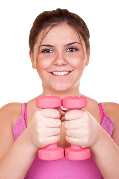 Girl holding weight for exercise - Φωτογραφία, εικόνα