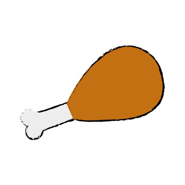 Doodle μηρό κοτόπουλο ψητό φαγητό resh - Διάνυσμα, εικόνα