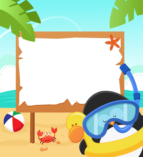 Penguin's Summer Message - Vector, Image