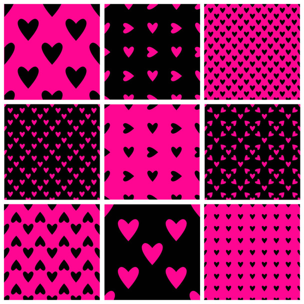 Seamless hearts patterns - Vector, Image