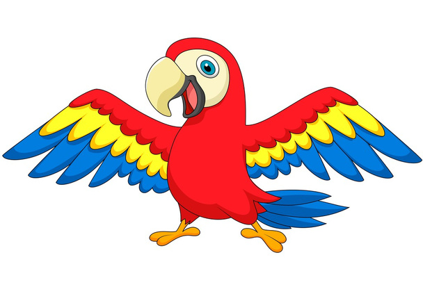 Симпатичная карикатура на попугая
 - Вектор,изображение