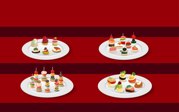 canape in the pate on the table - Vector, Image