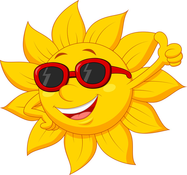 Sun cartoon character with thumb up - Vector, Image