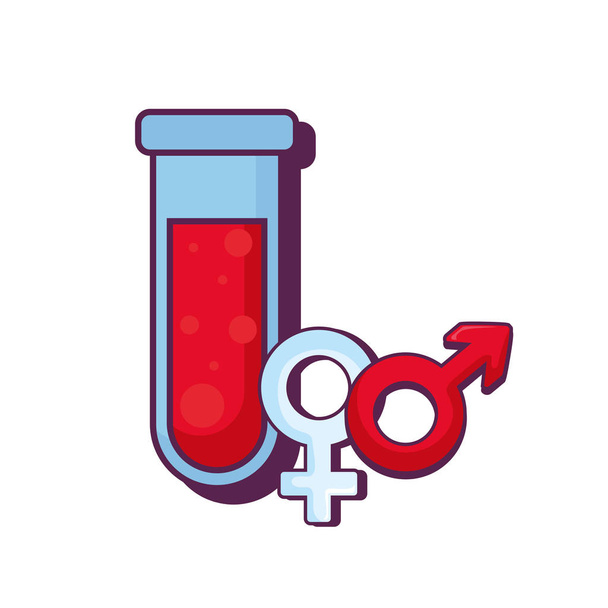 tube test with genders symbols - Vektör, Görsel