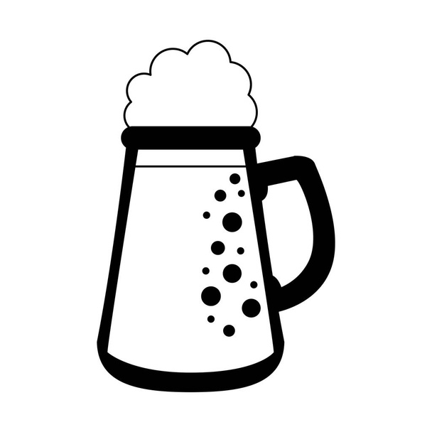 Cold glass beer in black and white - Vector, Image