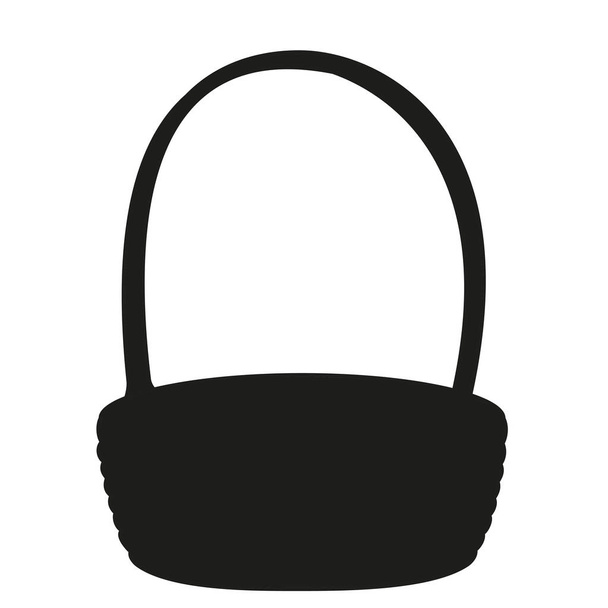 Black and white empty wicker basket silhouette - Vector, afbeelding