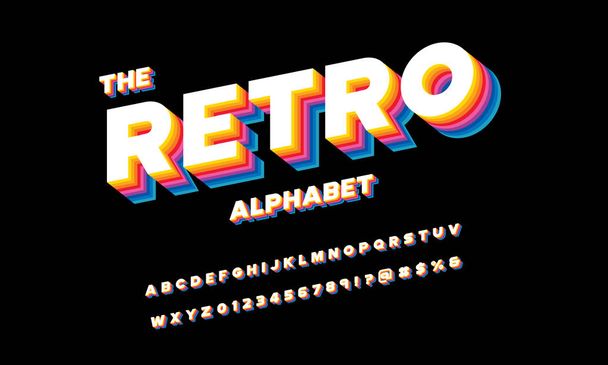 Retro kleurrijke gestileerde alfabet ontwerp - Vector, afbeelding