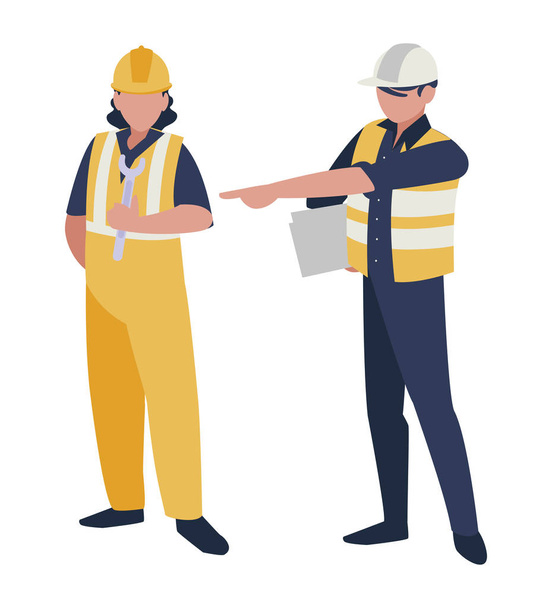 Çift erkekler inşaatçılar çalışma - Vektör, Görsel