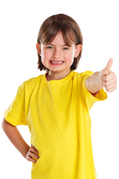 Child kid girl young success good positive thumbs up isolated on - Foto, imagen