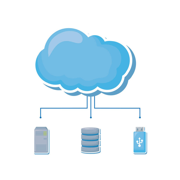 cloud computing with storage devices - Vector, Image