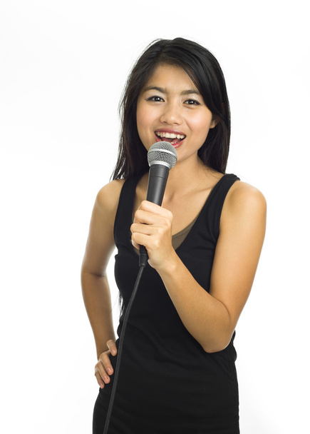 gyönyörű ázsiai éneklő - Fotó, kép