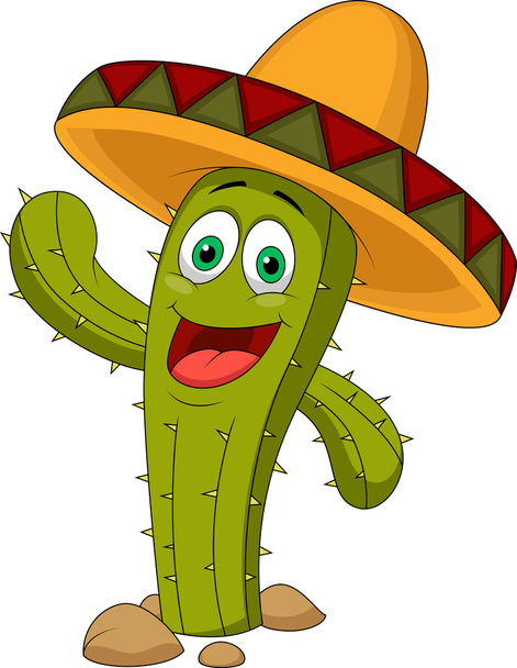 Lindo personaje de dibujos animados cactus
 - Vector, imagen