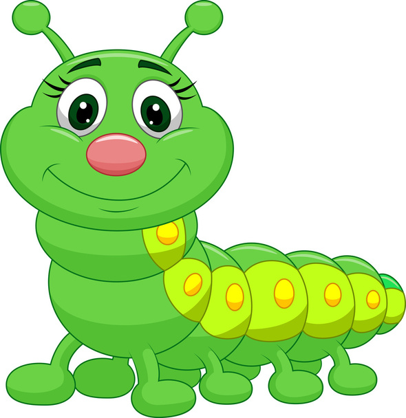 Aranyos zöld caterpillar rajzfilm - Vektor, kép