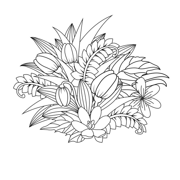 Floral doodle. Vector illustration zentangl. Meditative exercises. Coloring book anti stress - Vettoriali, immagini