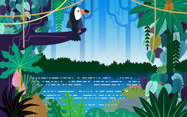 river in the jungle - Vector, Image