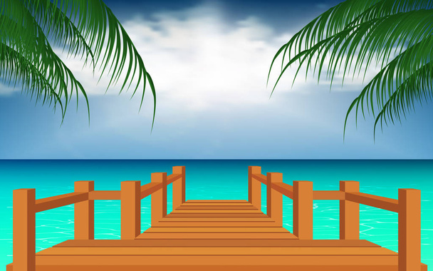 wooden boardwalk on the beach - Vector, Image