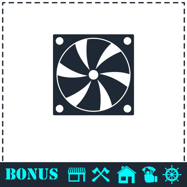 Computer cooling fan icon flat - Vector, Image