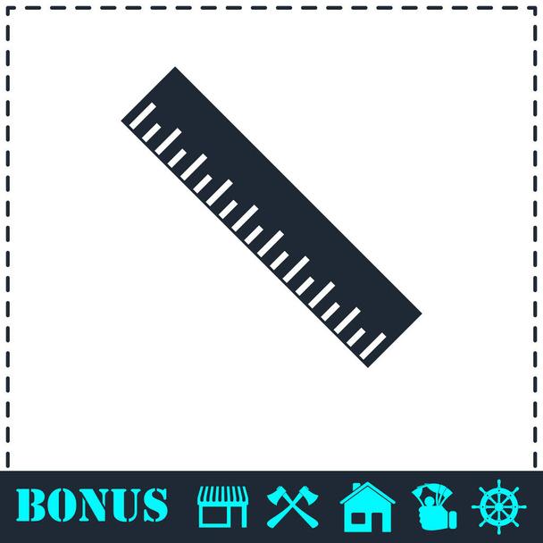Ruler icon flat - Vector, Image