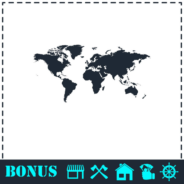 Világ Térkép ikonra lapos - Vektor, kép
