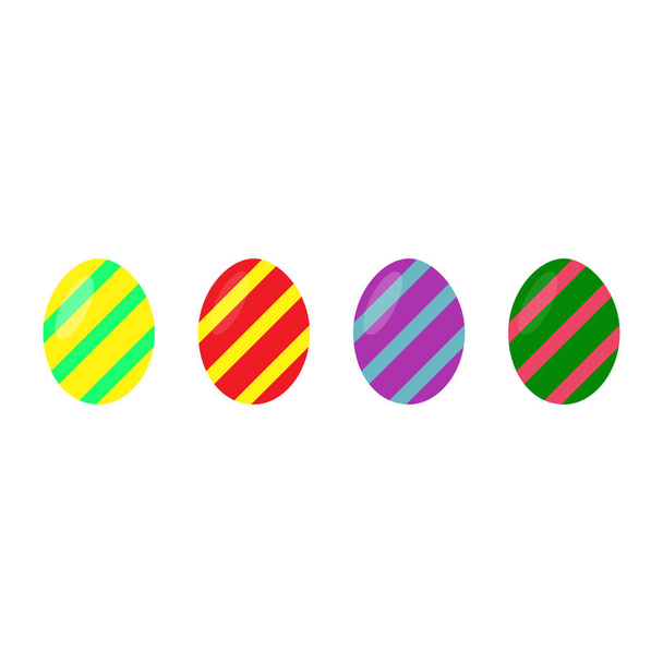 Καλό Πάσχα. Σετ πασχαλινών πολύχρωμα αυγά σε λευκό φόντο. Ανοιξιάτικες διακοπές. Εικόνα διανύσματος. Χαρούμενα Πασχαλινά αυγά - Διάνυσμα, εικόνα