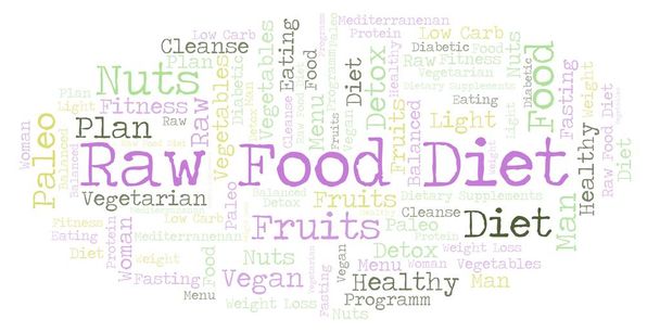 Облако слов Raw Food Diet - иллюстрация, сделанная только с текстом
. - Фото, изображение