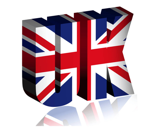 3d uk text or background of united kingdom flag art.   - Vector, Image