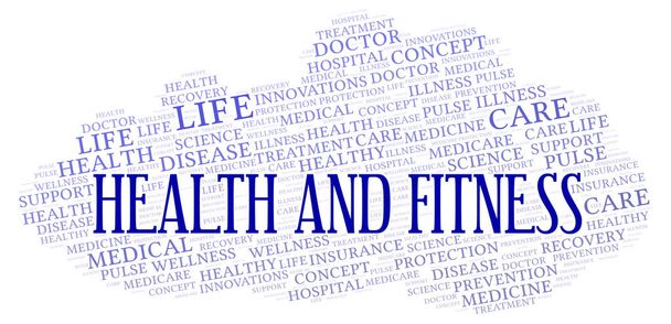 Health And Fitness word cloud. Wordcloud made with text only. - Photo, Image