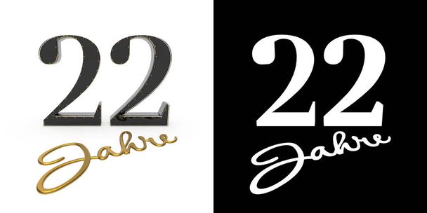 German golden number twenty-two years. 3D render - Photo, Image