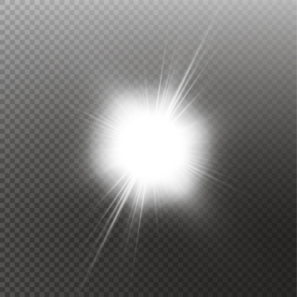 strahlende Sonne isoliert auf schwarzem Hintergrund. Glühlichteffekt. Vektorillustration - Vektor, Bild