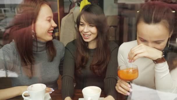 Women girlfriends in a cafe. - Footage, Video