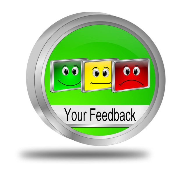 verde Il tuo pulsante di feedback - Illustrazione 3D
 - Foto, immagini