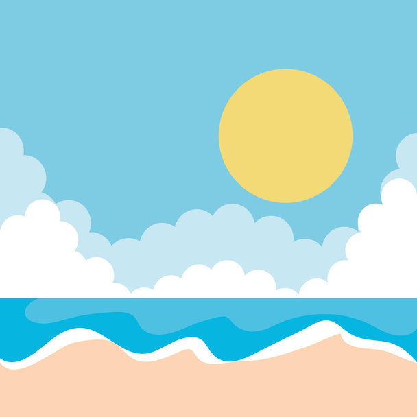 playa paisaje marino escena icono
 - Vector, imagen