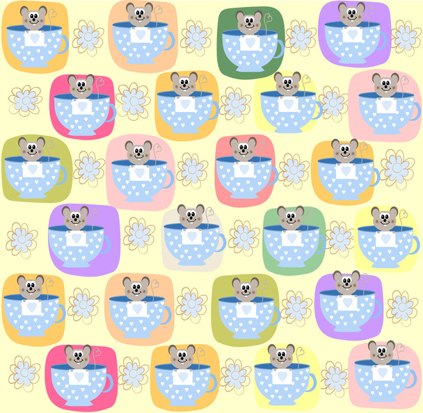 Seamless pattern with a small mouse, vector illustration - Vector, Image