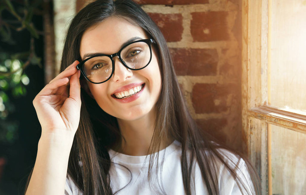 Woman in Glasses Smiling - Photo, image