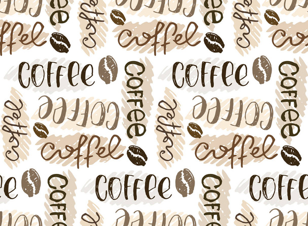Elle çizilmiş doodle kahve desen arka plan - Vektör, Görsel