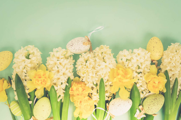 Easter scene with colored eggs - Fotografie, Obrázek